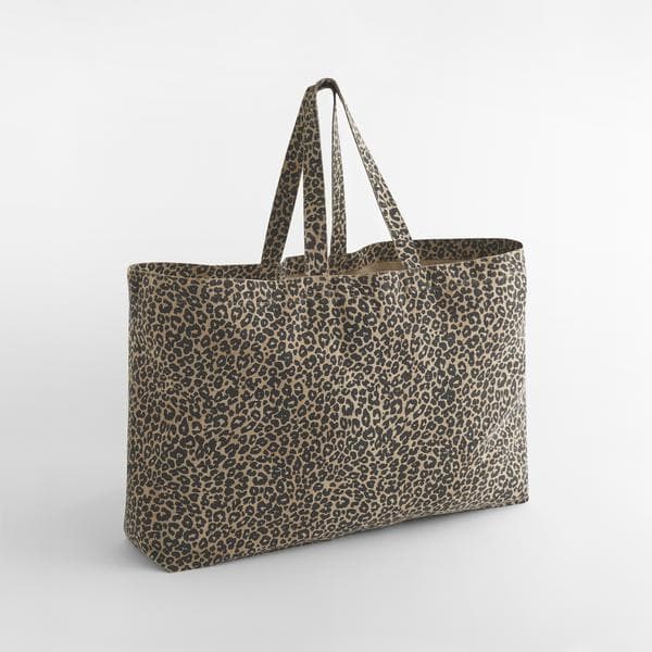 Leopard Print Canvas Oversized Tote Bag