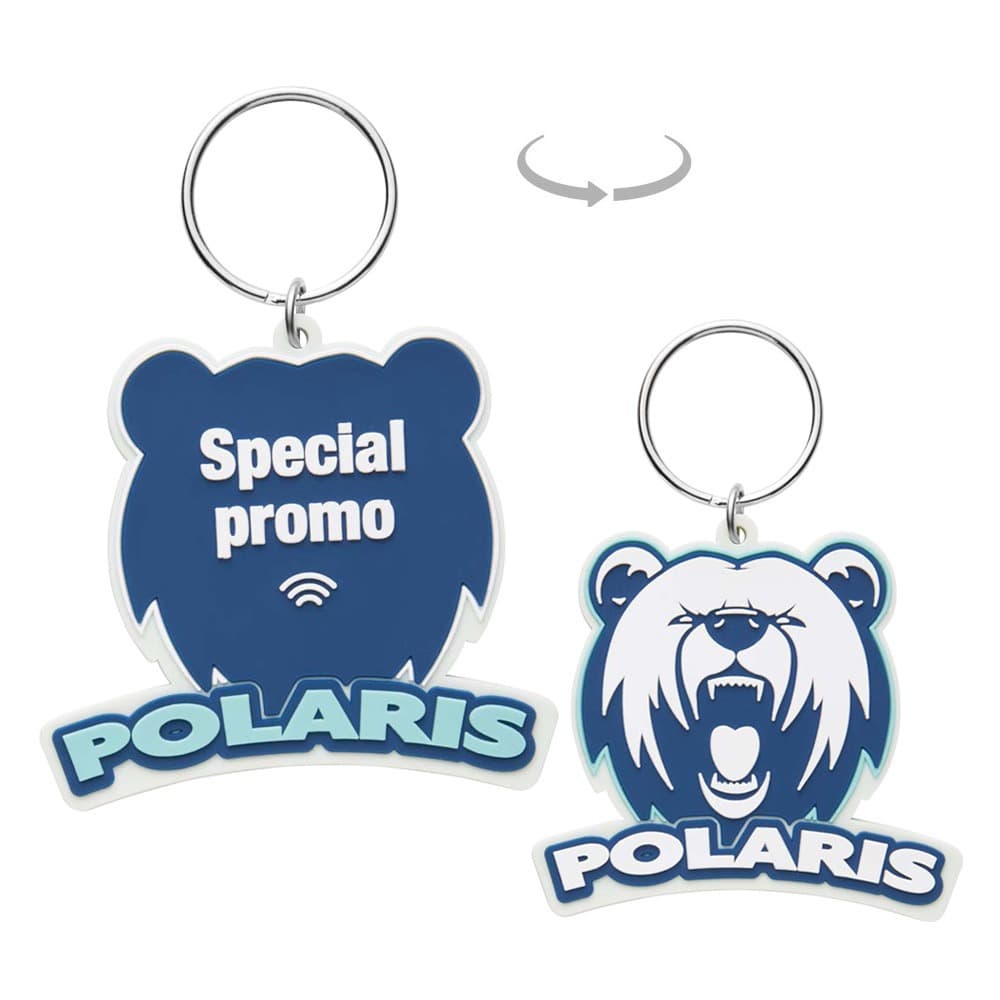 NFC-nyckelring med tryck i PVC-gummi med dubbelsidig logodesign