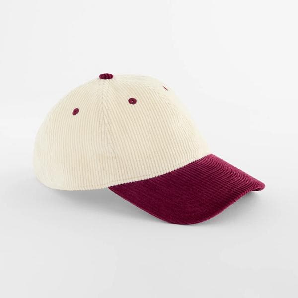 Contrast Peak Corduroy Cap i natural/burgundy