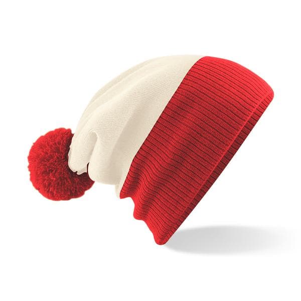 Two-Tone Beanie i off white/bright red