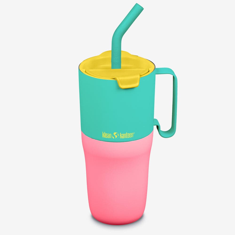 Klean Kanteen Rise Tumbler 770ml med flip-lock och sugrör i turquoise kaleidoscope