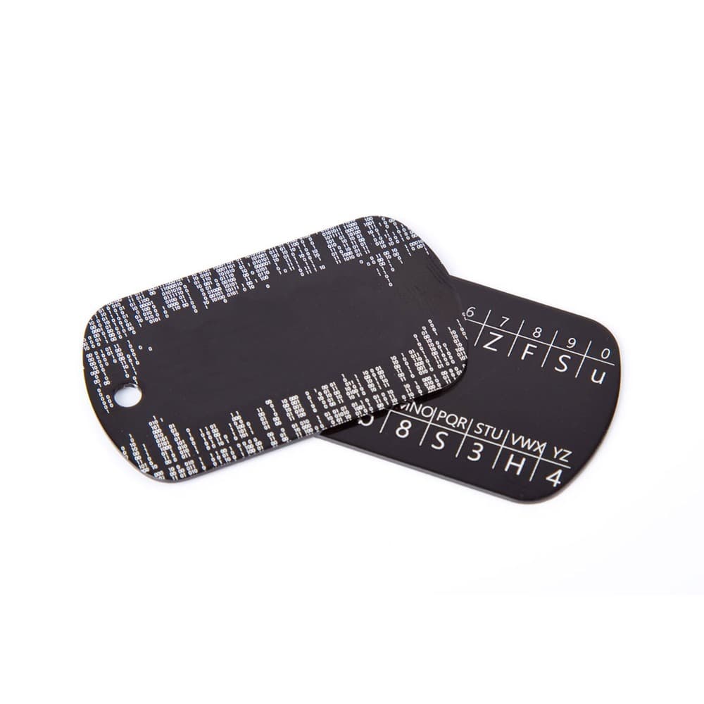 Password Encoder – lösenordsbricka i aluminium